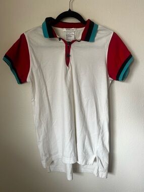 Wilson White Polo Tee with Red and Teal Trim